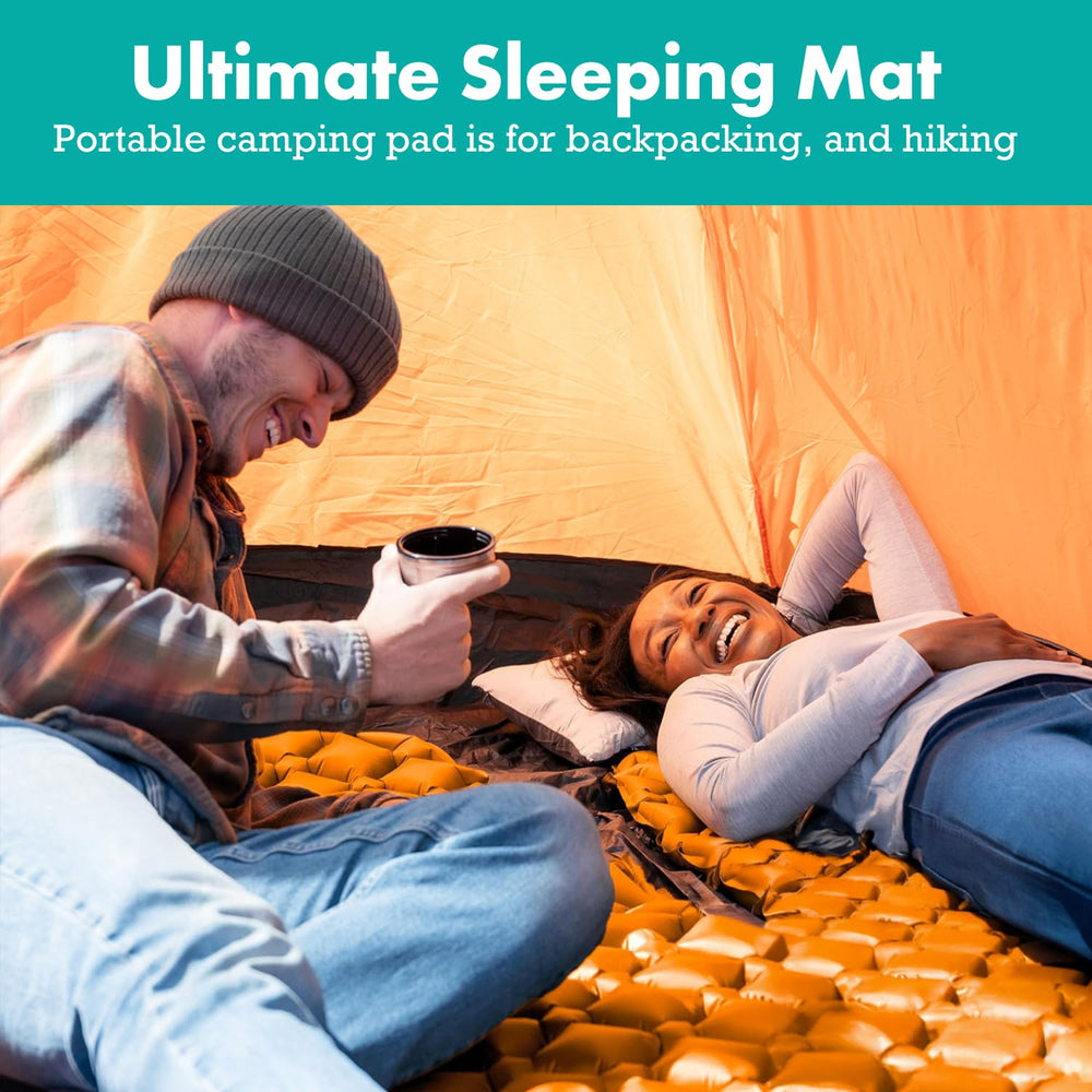 Sleepingo inflatable mat ready to inflate for quick setup.