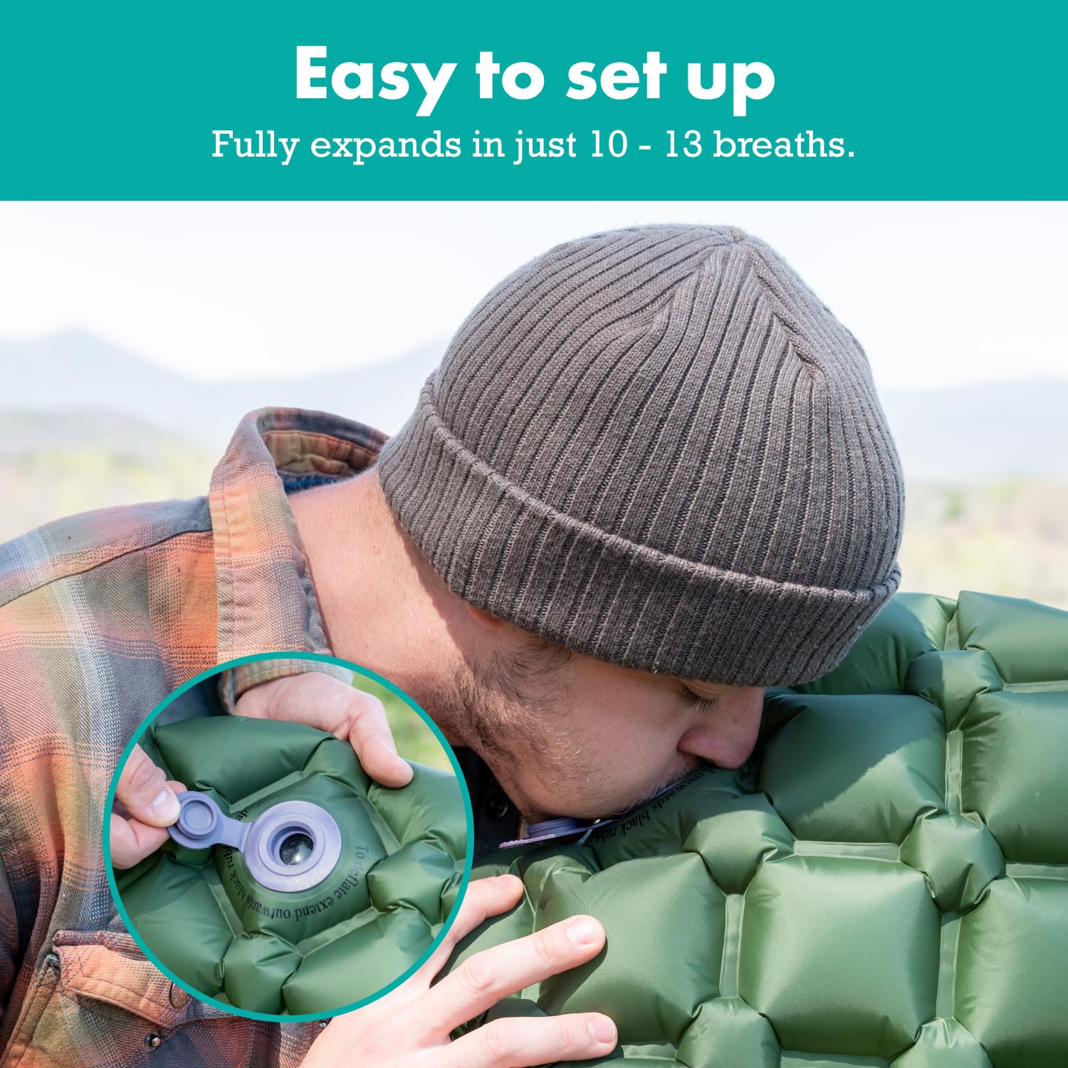 Sleepingo sleeping pad in a tent setting supports restful sleep under the stars.