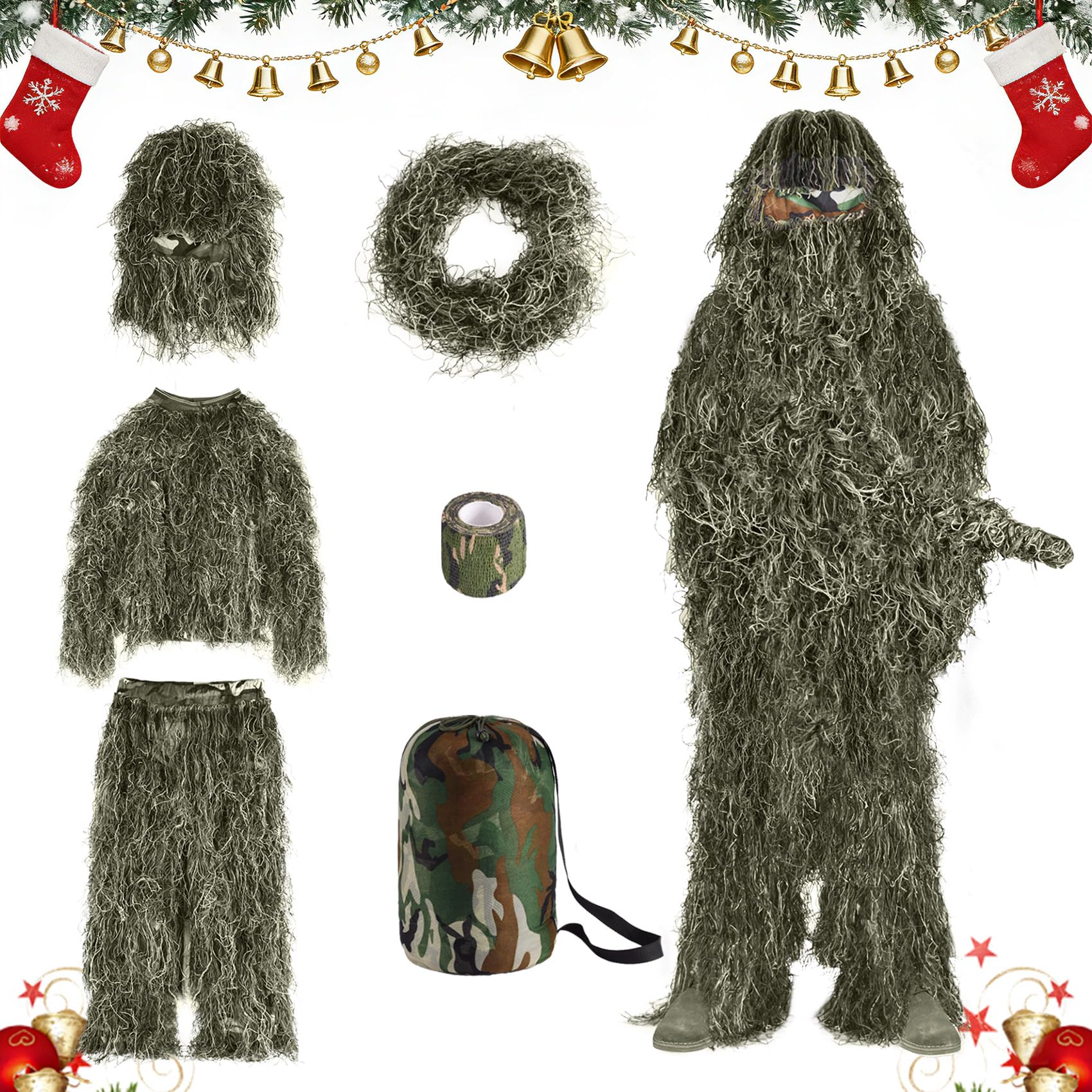 Slendor 6-in-1 ghillie hood demonstrates lightweight camouflage for stealthy woodland use.