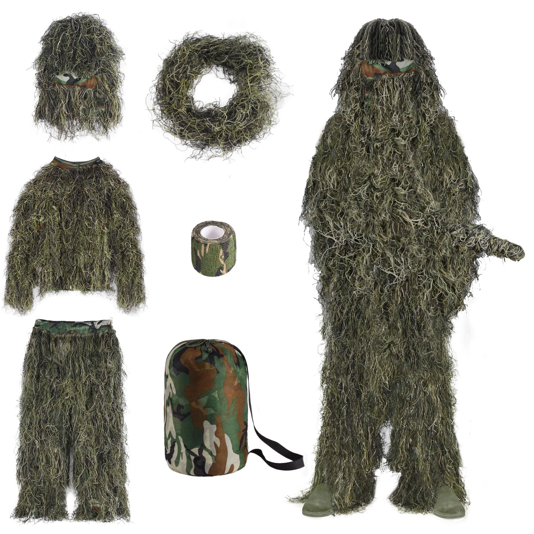Slendor ghillie materials close-up reveals durable stitching and weather resilience.