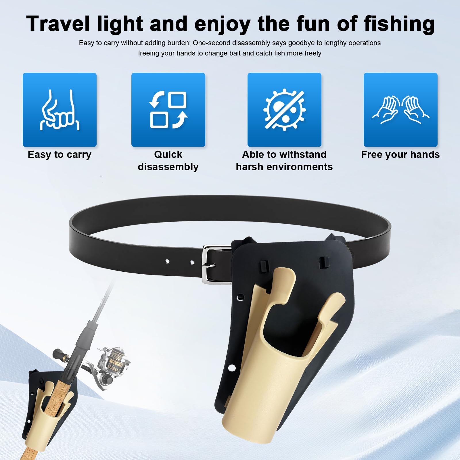 Wading and fishing with the hip holder in use