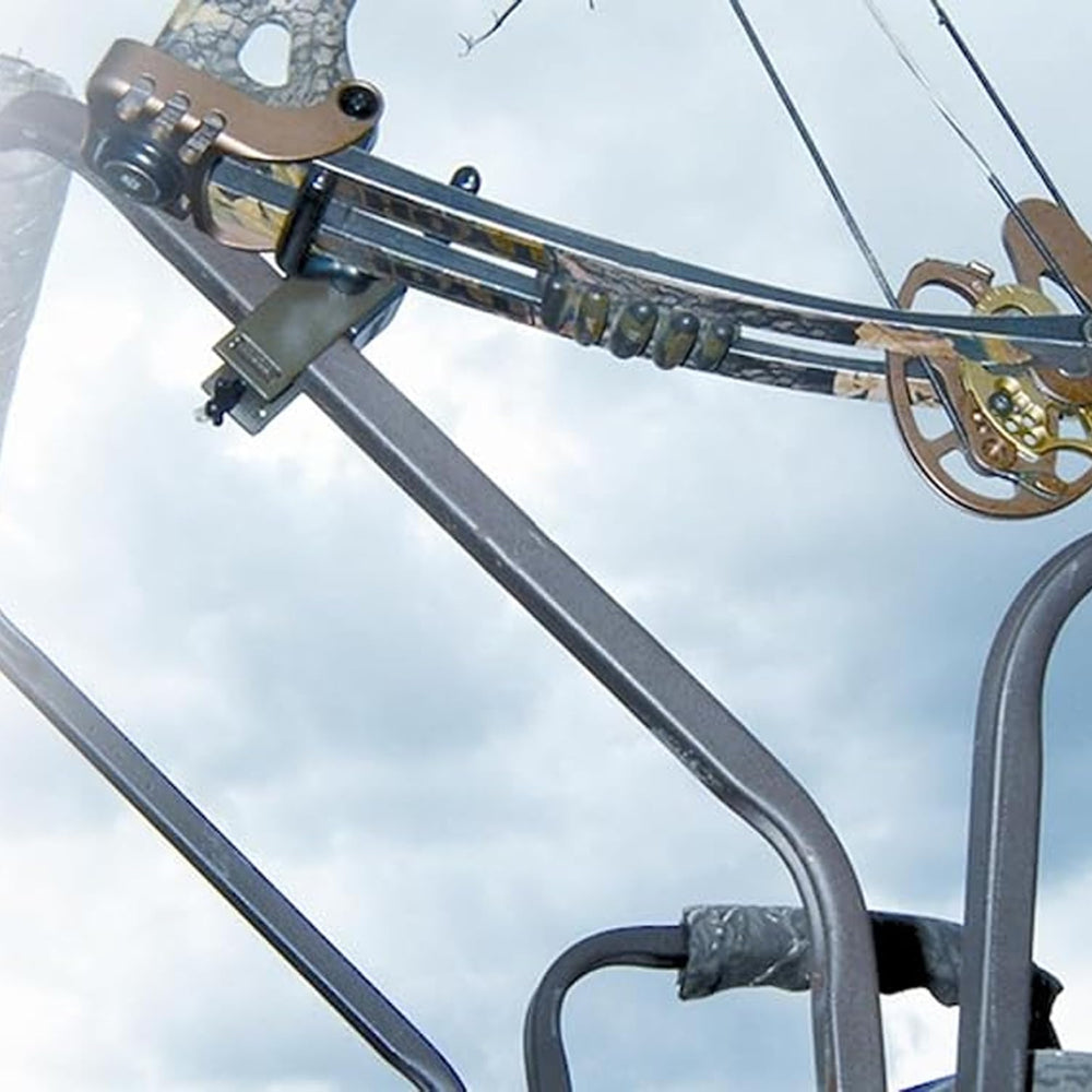 Slide-n-Lock mounting system securing the bow holder to a tree stand