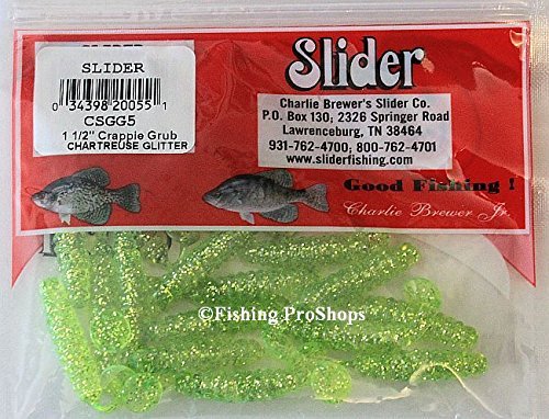 Slider 1.5-inch Crappie/Panfish Grub Slider Char Glitter for versatile freshwater jigging.