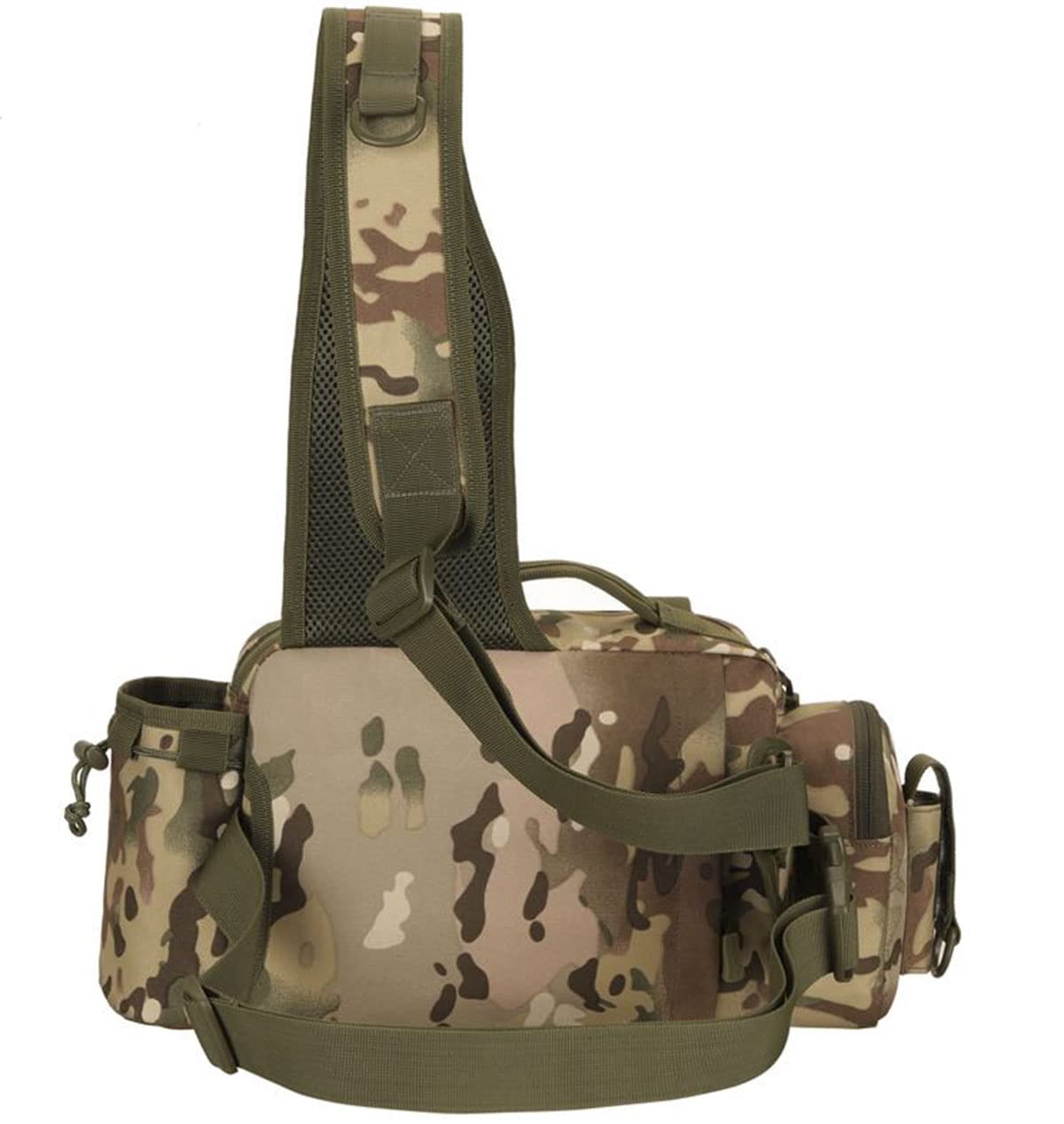 Interior compartments and zippers of the sling tackle bag