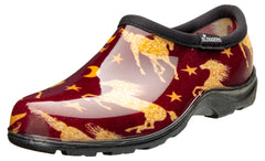 Sloggers waterproof rain shoe in Horse Stars Barn Red for wet days