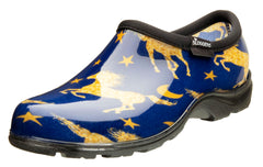 Sloggers Original waterproof rain shoe for women in Horse Stars Blue design, ideal for wet weather wear