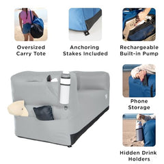 Slouch Couch storage pockets hold essentials for easy access.