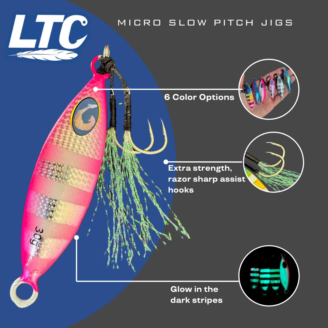 Micro slow pitch jig presented in water for versatile jigging options