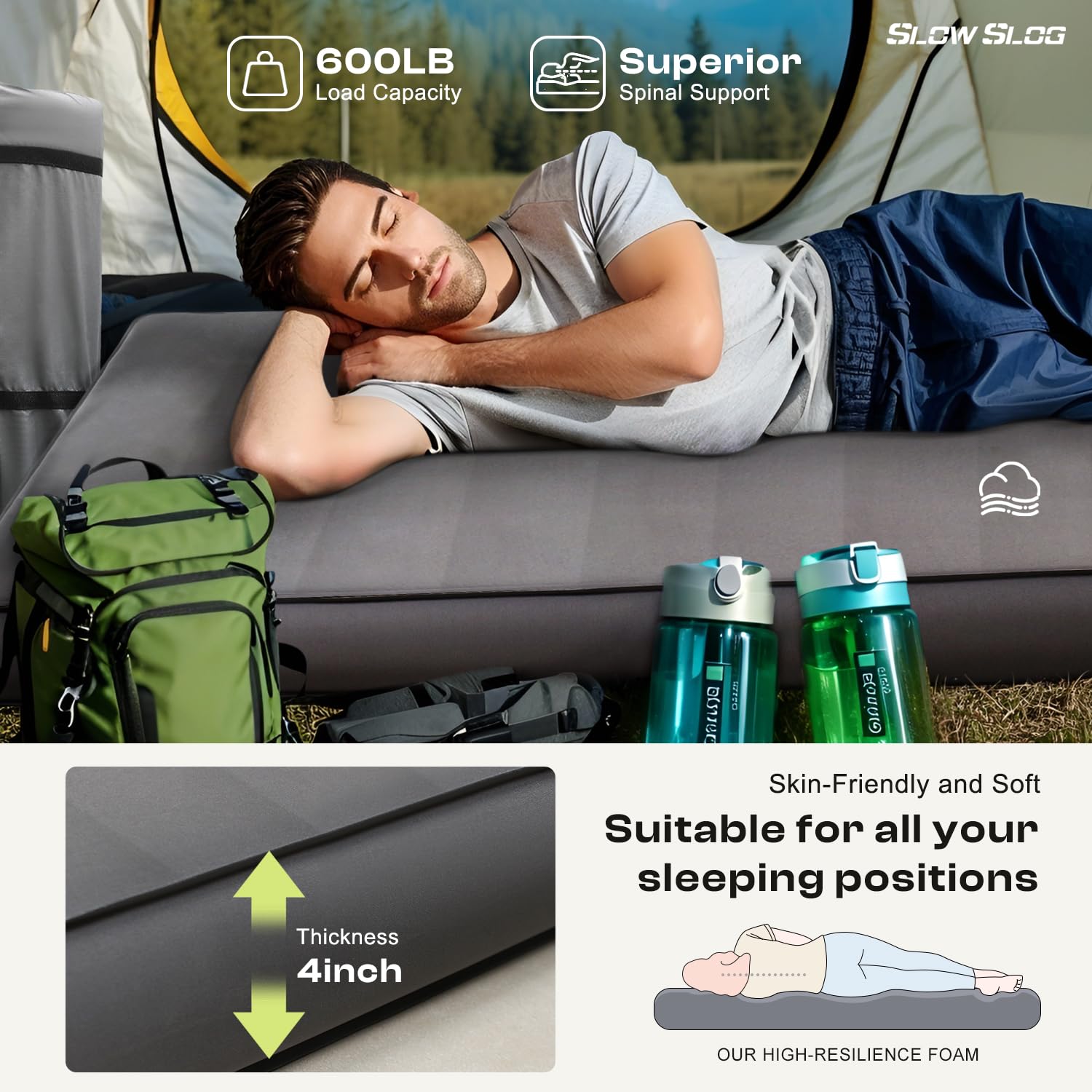 Slow Slog durable 30D fabric with TPU coating resists tears.