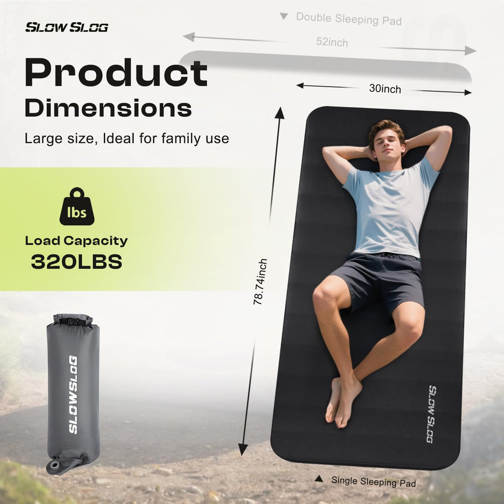 Slow Slog four-inch foam sleeping pad supports heavy users with durable, plush cushioning.