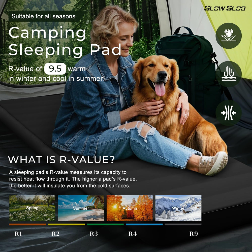 Slow Slog noise-free surface enhances peaceful sleep during tent nights and quiet camping.