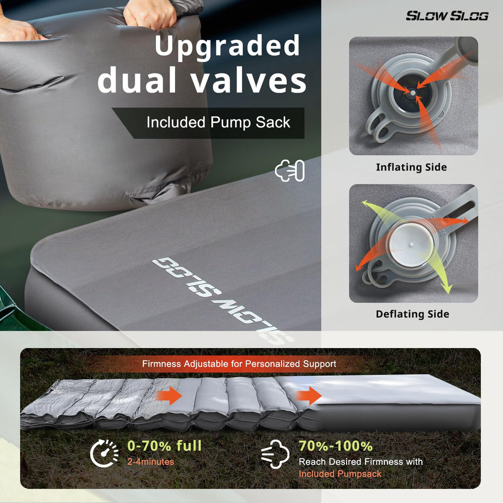 Slow Slog self-inflating sleeping mat with pump sack for easy inflation and customizable firmness