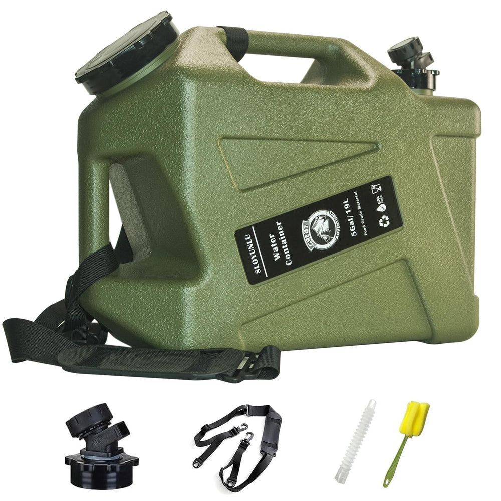 SLOYUNLU 5-gallon jug with spigot for quick outdoor water pouring.