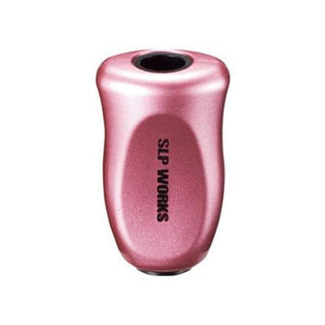SLPWORKS Daiwa A012 cork steering wheel knob with metallic pink finish for precise grip.