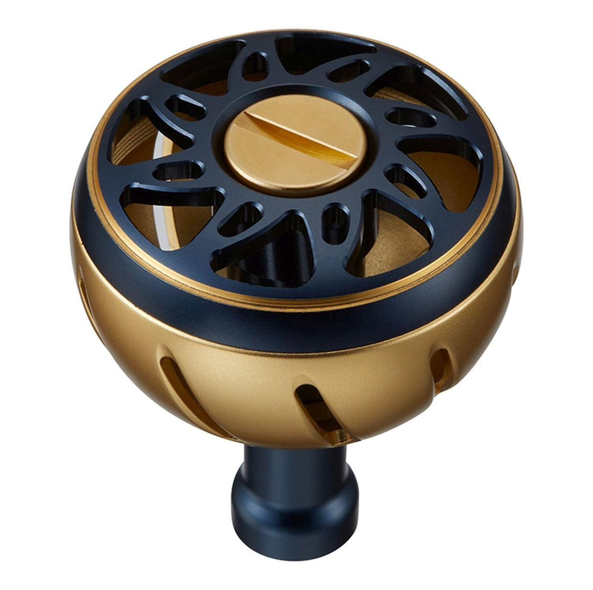 SLPW Navy color aluminum round knob on reel, lightweight and sporty.