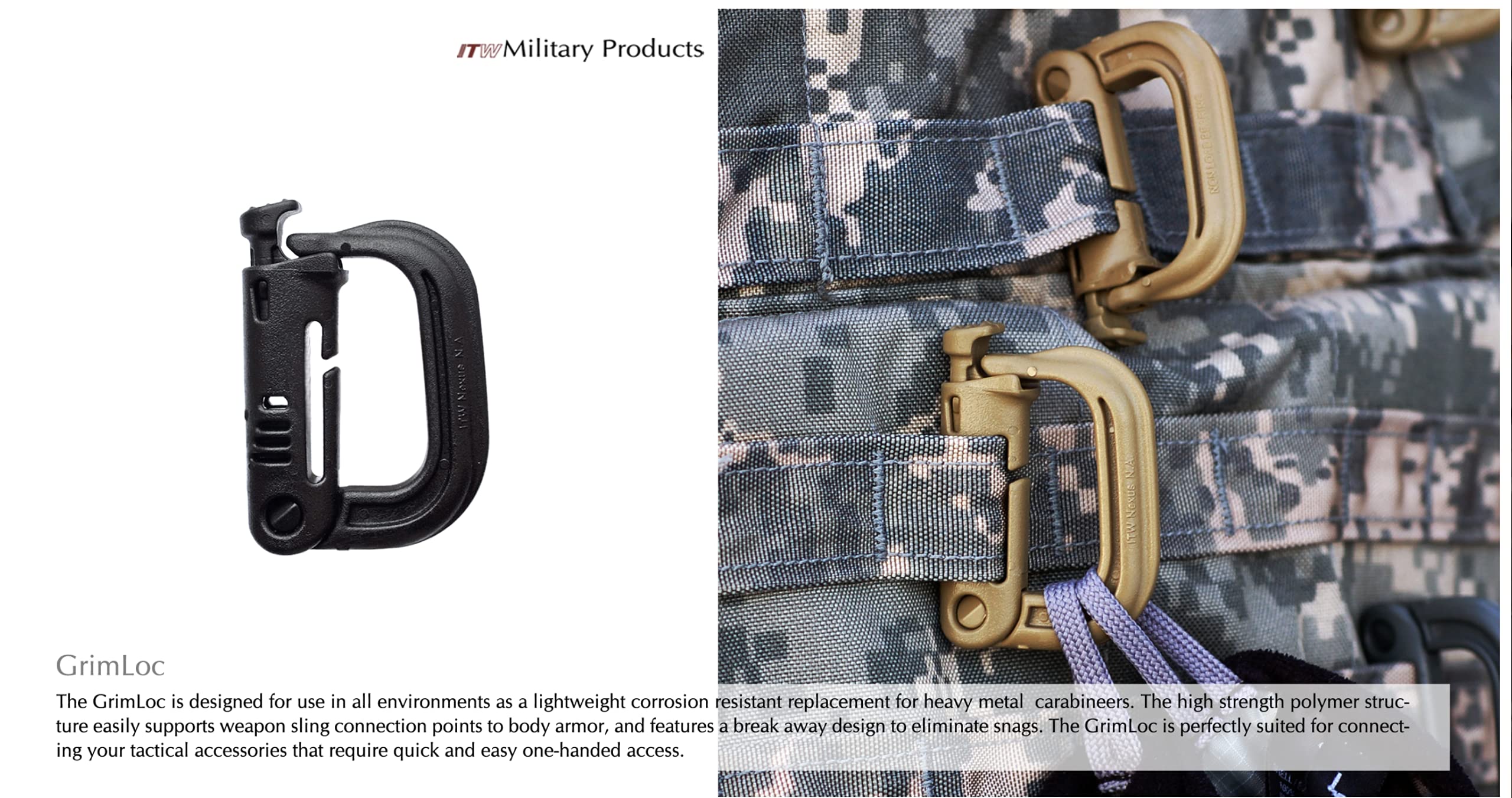 SLSWHLX GrimLOC in black highlights lightweight, corrosion-resistant polymer construction.