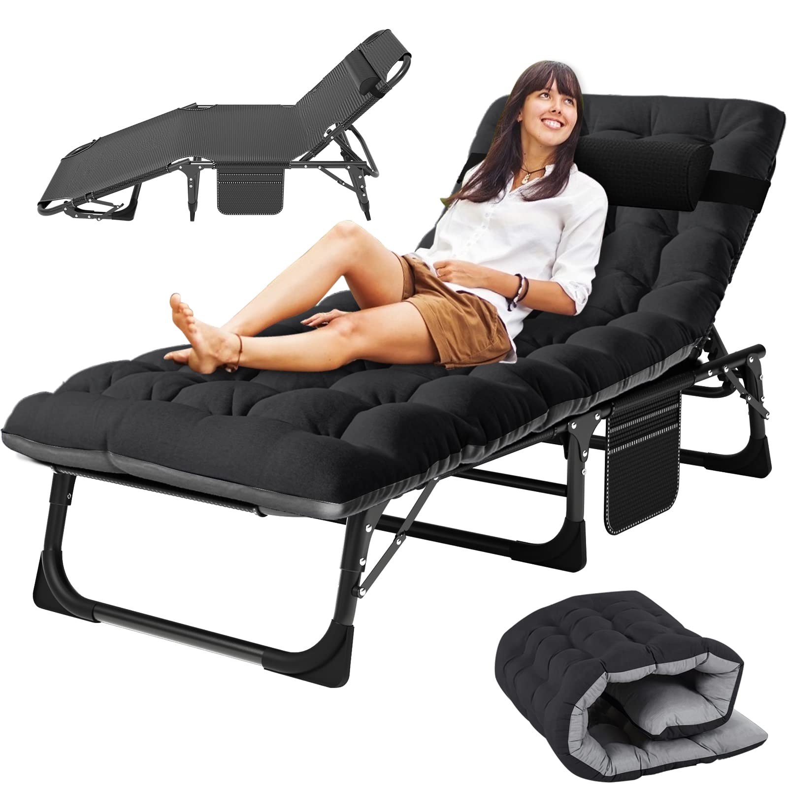Slsy sleeping cot showing 5-position triangle lock for flexible lounging