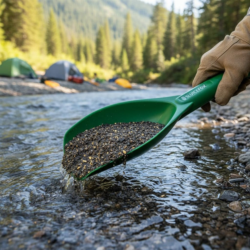 Sluice Fox field-ready scoop endures rugged conditions for panning and dredging.