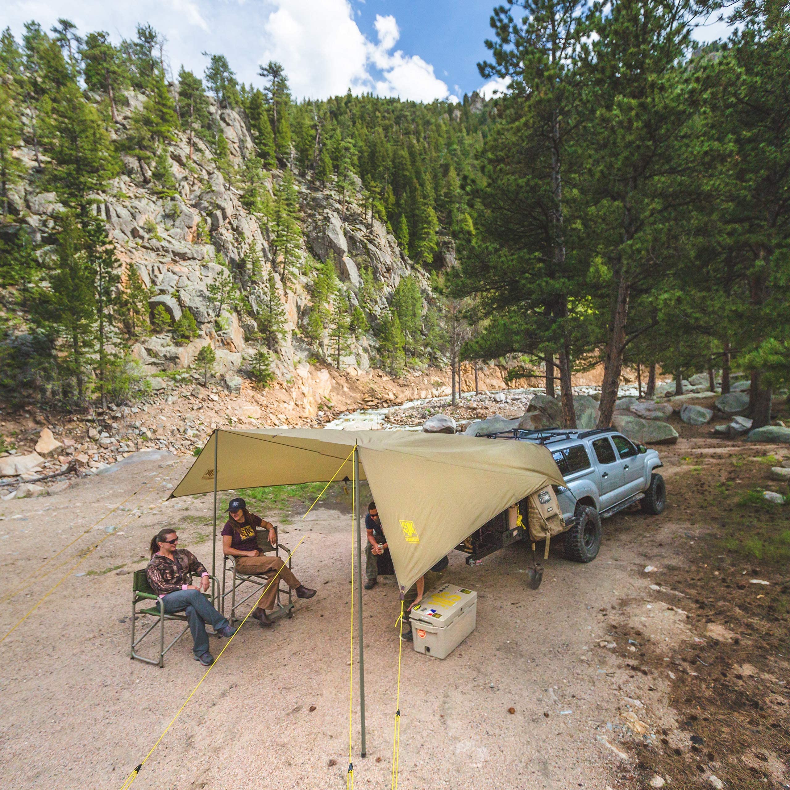 Slumberjack Roadhouse Tarp carry bag simplifies transport and setup.