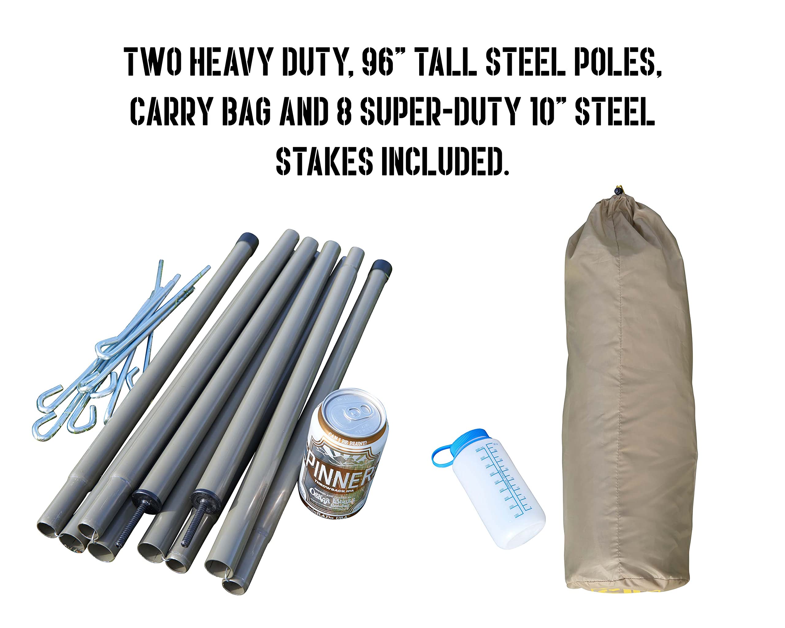 Slumberjack Roadhouse Tarp includes heavy-duty poles for sturdy overland shelter.