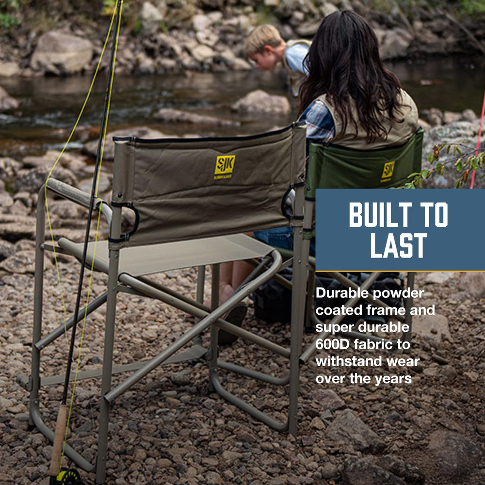 Slumberjack SJK Big Steel Chair folded down for compact packing.