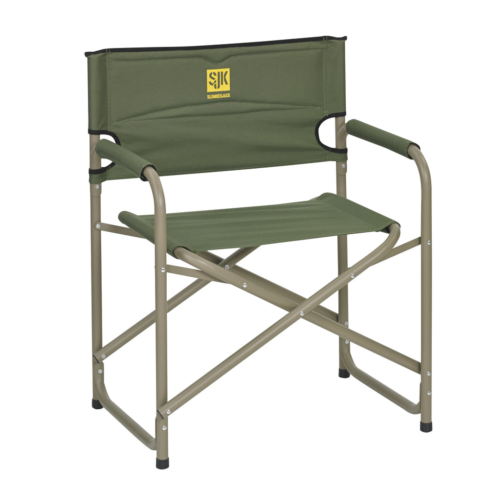 Slumberjack SJK Big Steel Chair with padded arm rest for relaxed outdoor lounging.