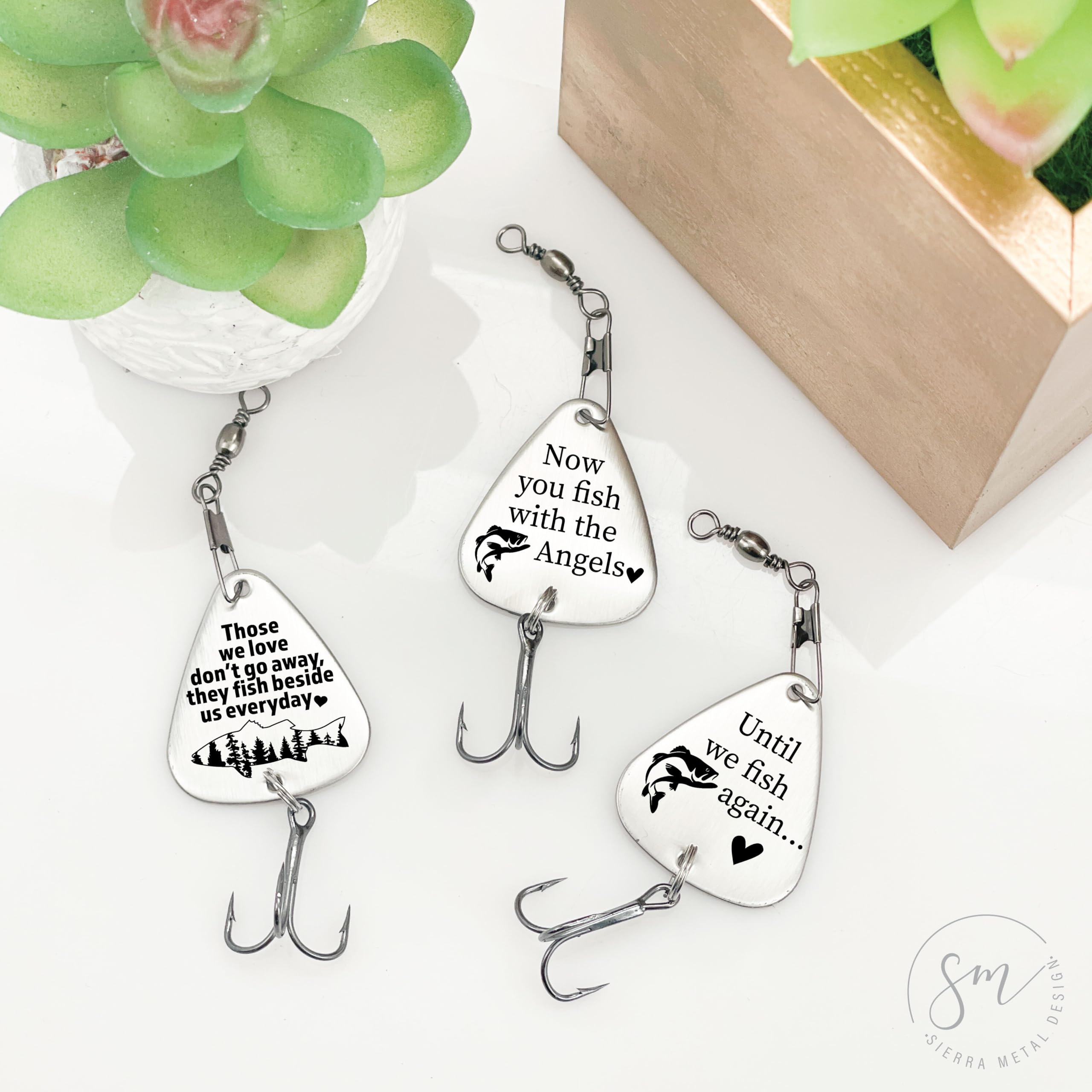 SM Design Memorial Lures stainless steel close-up highlighting durable keepsake quality
