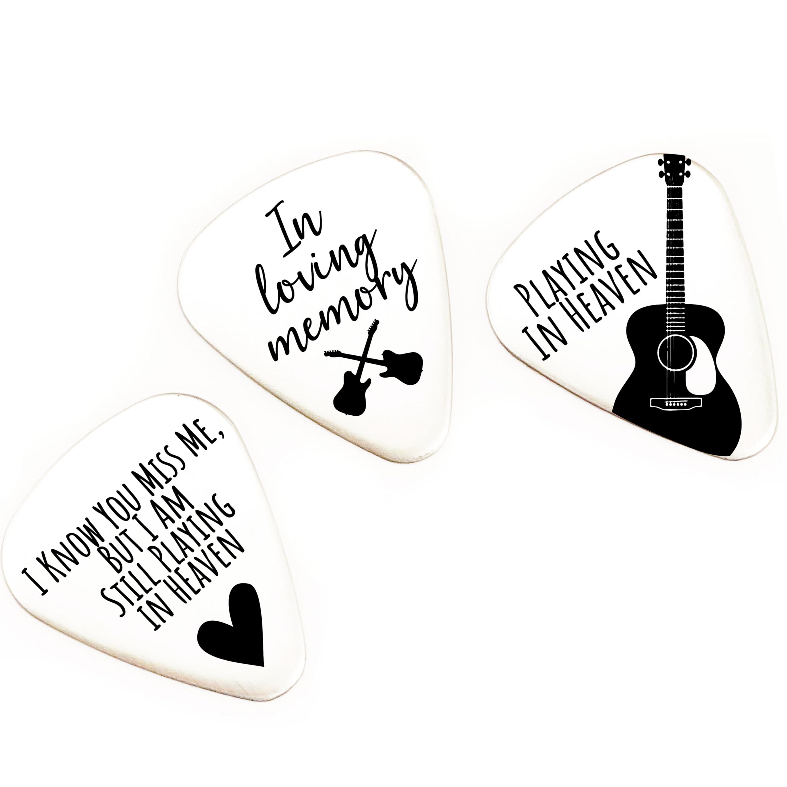 SM Design Remembrance guitar pick set in polished stainless steel, lasting memorial keepsake