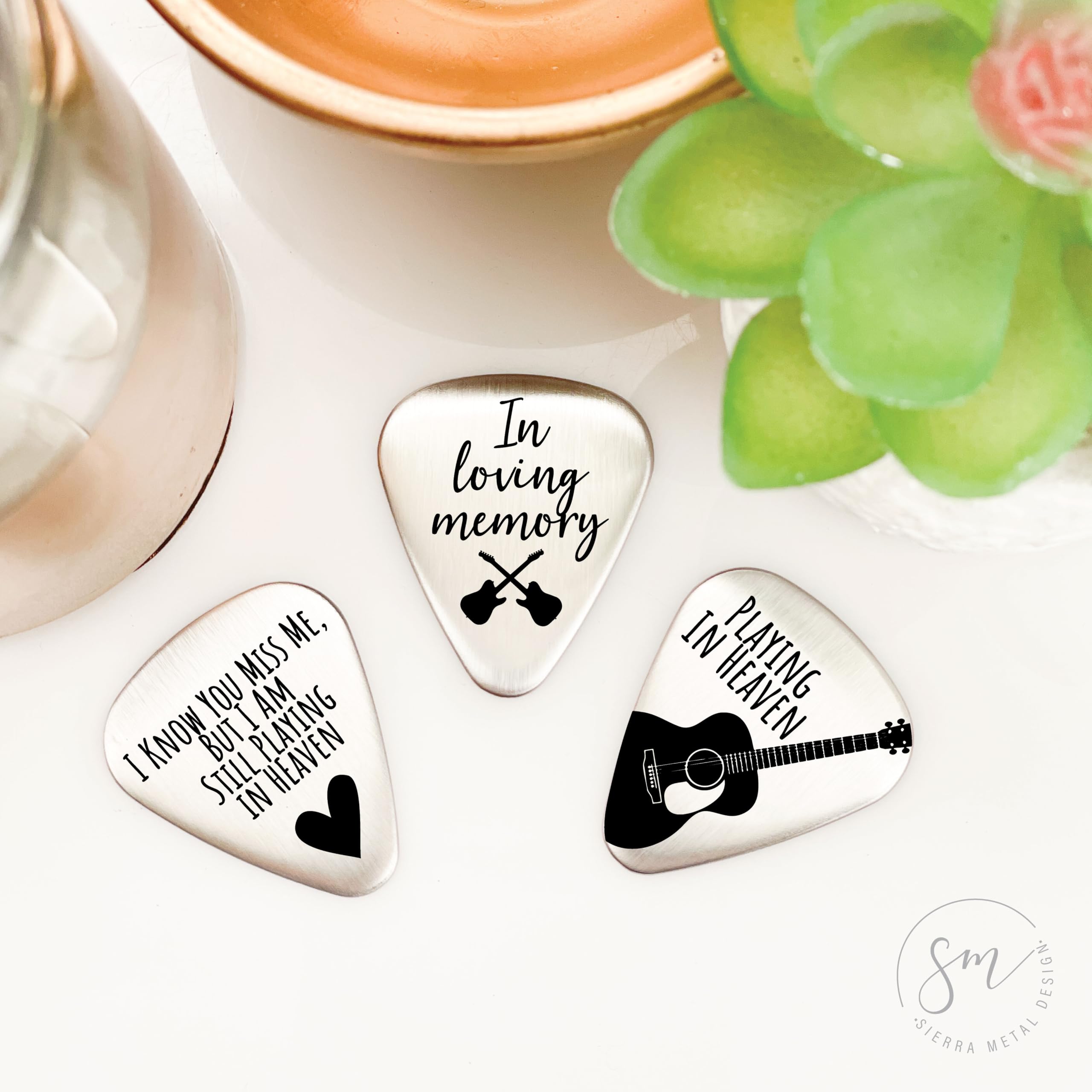 SM Design Remembrance guitar pick set, durable, display-ready keepsake for remembrance