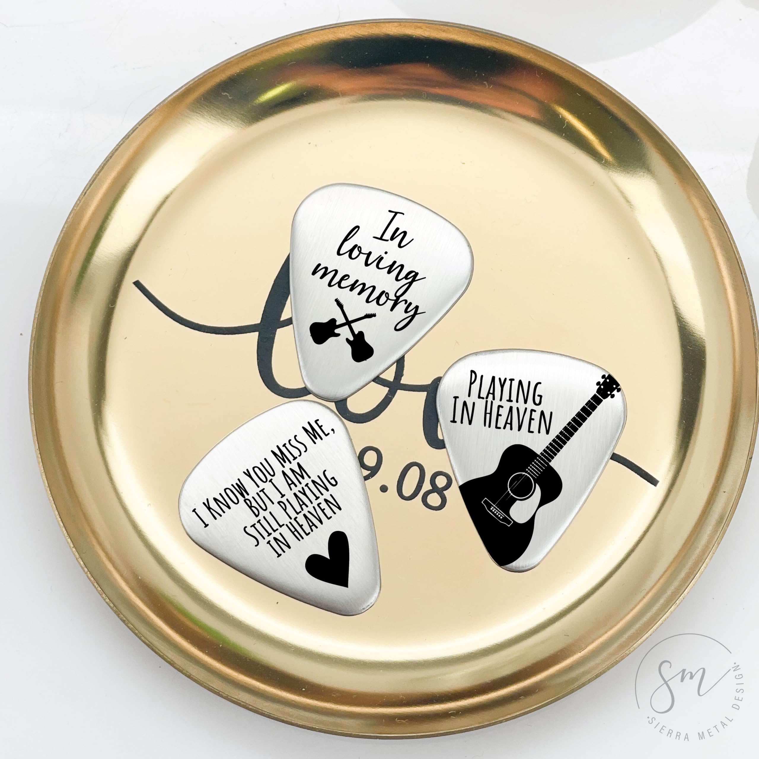 SM Design Remembrance guitar-pick-set, elegant memorial gift of comfort