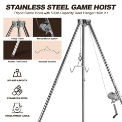 Smarkey deer game hoist manual winch enables controlled lifting during skinning.