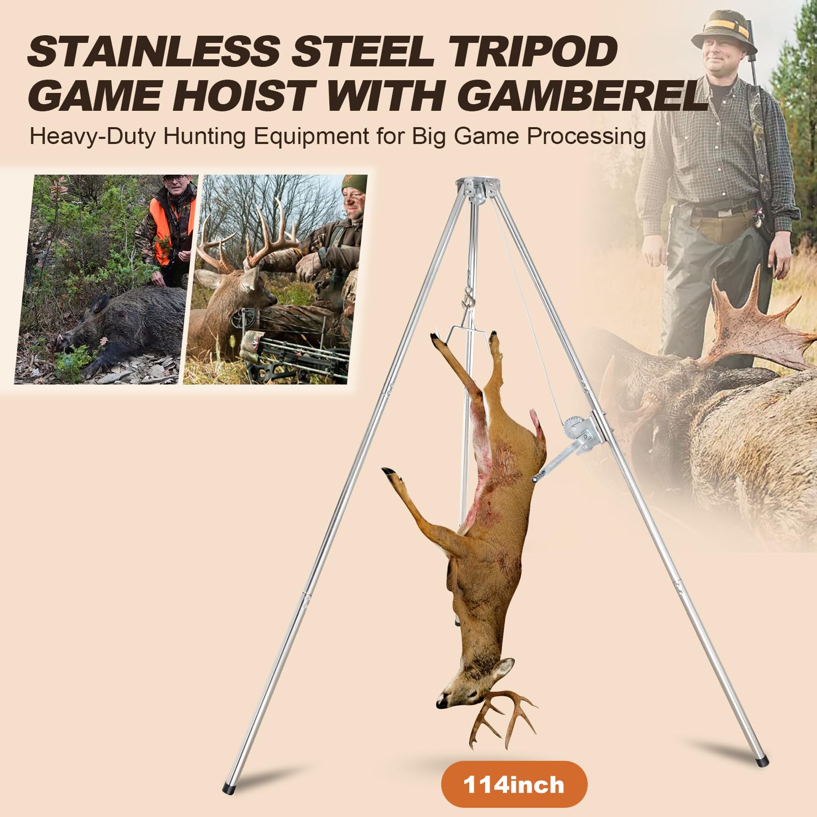Smarkey deer hanger rack stainless construction highlights rust-resistant durability in harsh outdoor conditions.