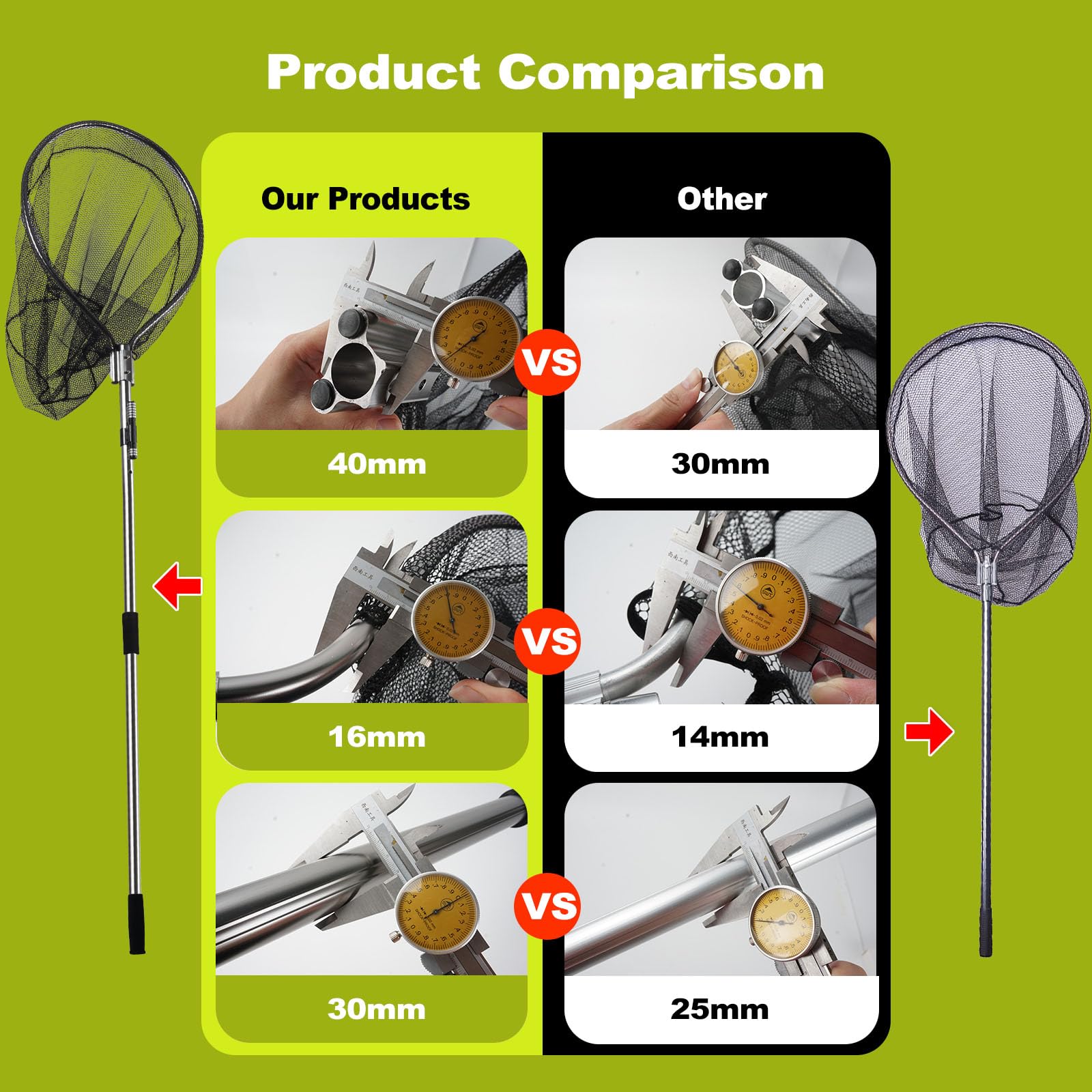 Dog catch net with flashlight suitable for tuna landing