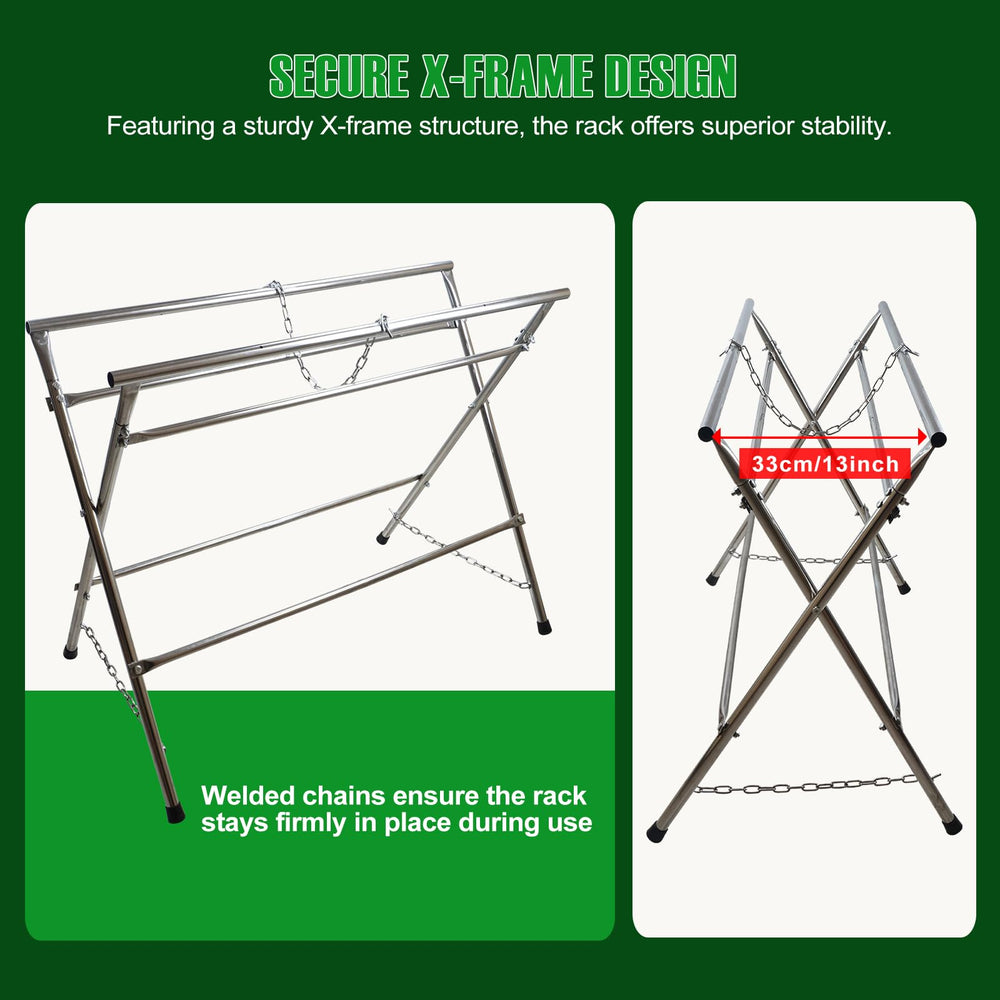 Smarkey hunting hoist frame shows 500 lbs stability during skinning.