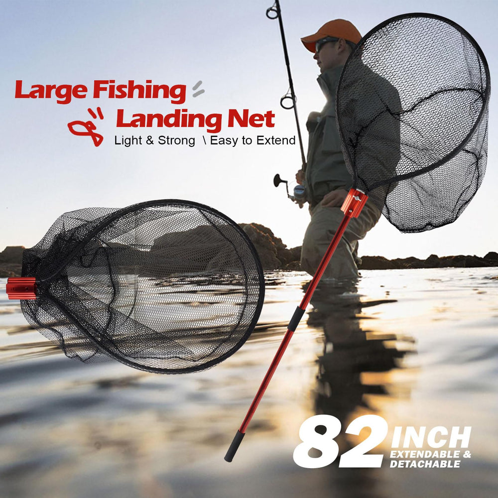 Extended 82-inch telescoping handle of the Smarkey landing net