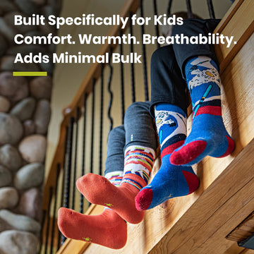 Smartwool children's hike full cushion garden bugs pattern full view emphasizes durable cushioning for little feet
