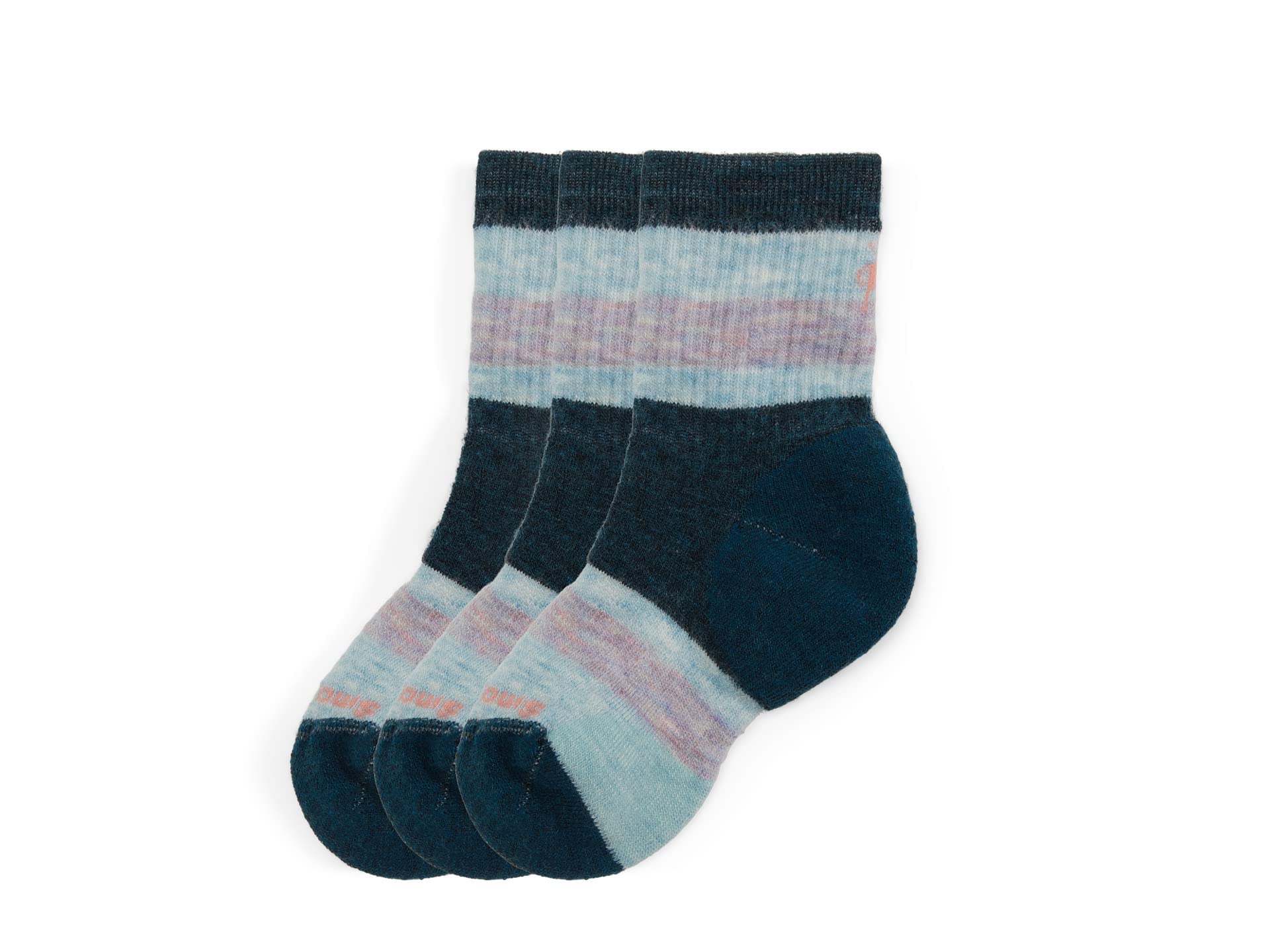 Smartwool Children's Hike Full Cushion striped crew Twilight Blue M socks provide comfort for active trails.