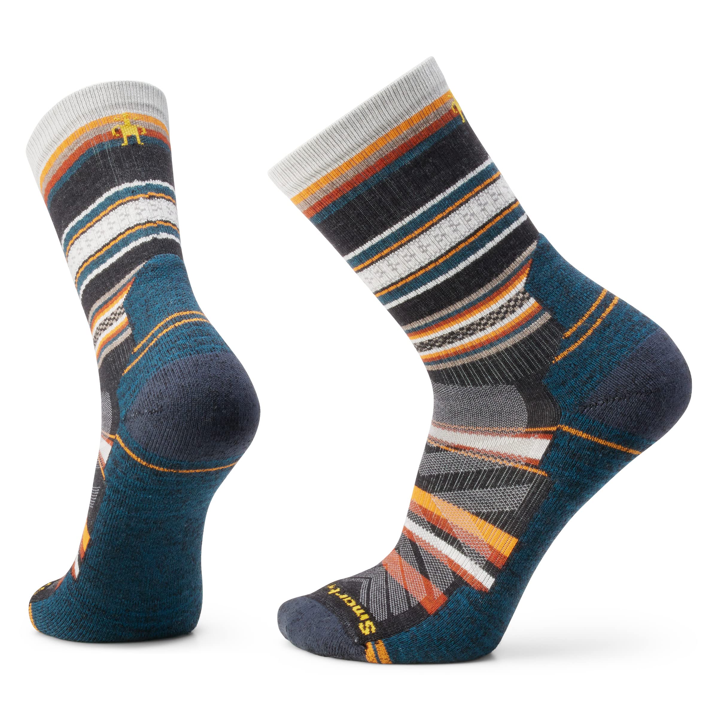 Smartwool Hike Light Cushion Panorama Crew charcoal front view illustrates durable cushioning for rugged hikes.