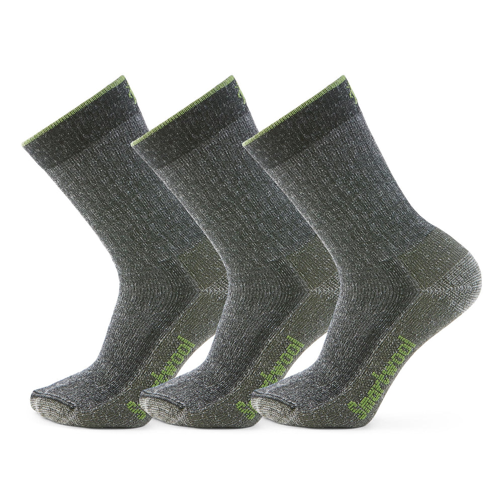 Smartwool men's hike classic edition full cushion 2nd cut crew socks in black offer cushioning for long hikes.