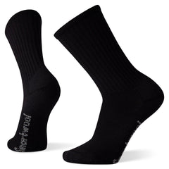 SmartWool Men's Hike Classic Edition black crew sock – front view with plush cushioning for all-day comfort.