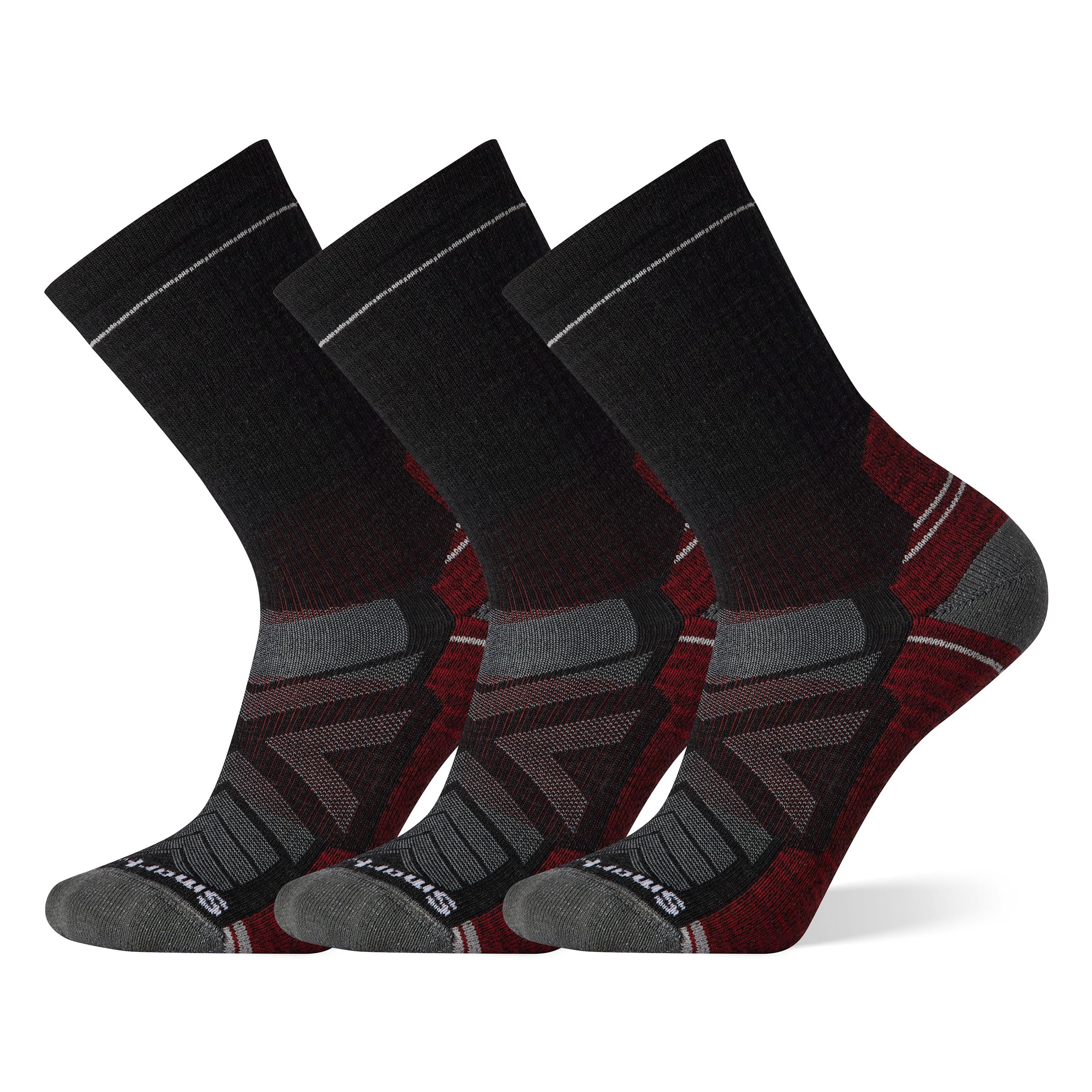 Smartwool Men's Hike Light Cushion Crew Charcoal front view highlights comfort-ready fit for trails