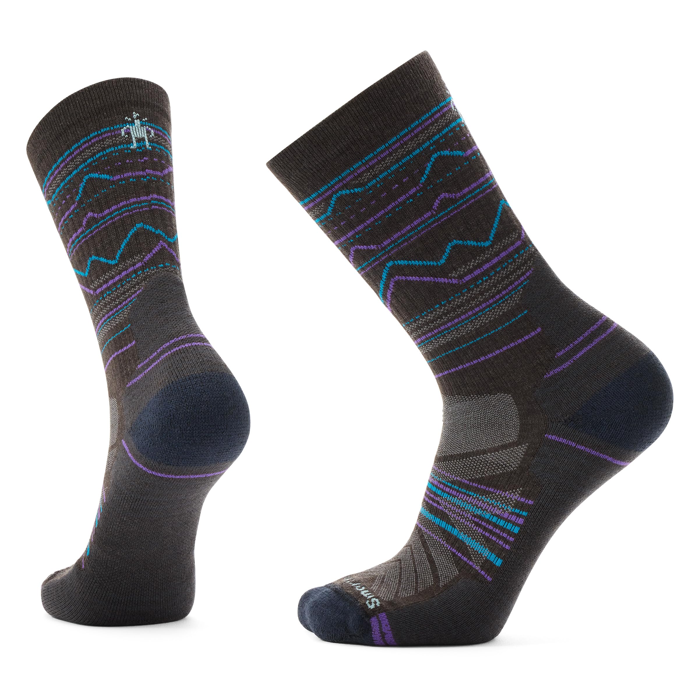 Smartwool men's Hike Light Cushion socks in mountain range pattern for all-day trail comfort