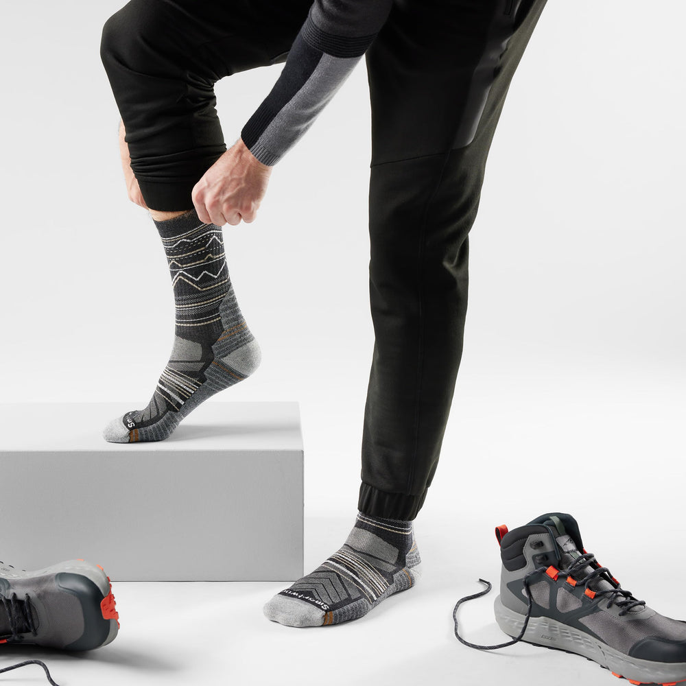Smartwool men's hike light cushion sock full view shows cushioning for hiking.