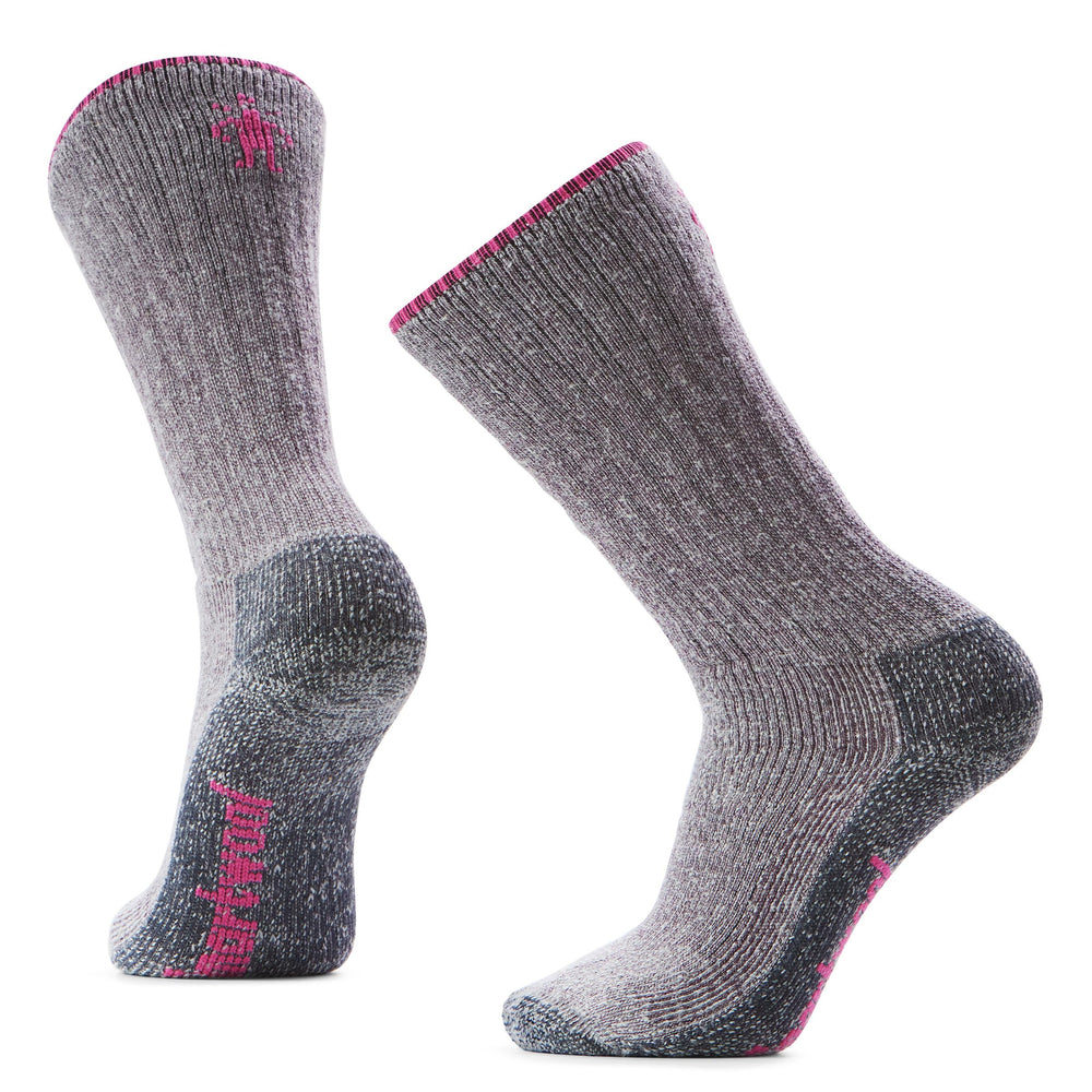 Smartwool Mountaineer Classic Edition Max Cushion Crew Socks in Purple Iris, front view showing plush warmth.