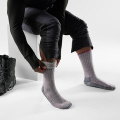 Smartwool Mountaineer Classic Edition Max Cushion Crew Socks in Purple Iris, side view highlighting unisex fit.