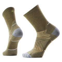 Smartwool Run Zero Cushion Mid Crew Socks Winter Moss on foot for warm, dry runs