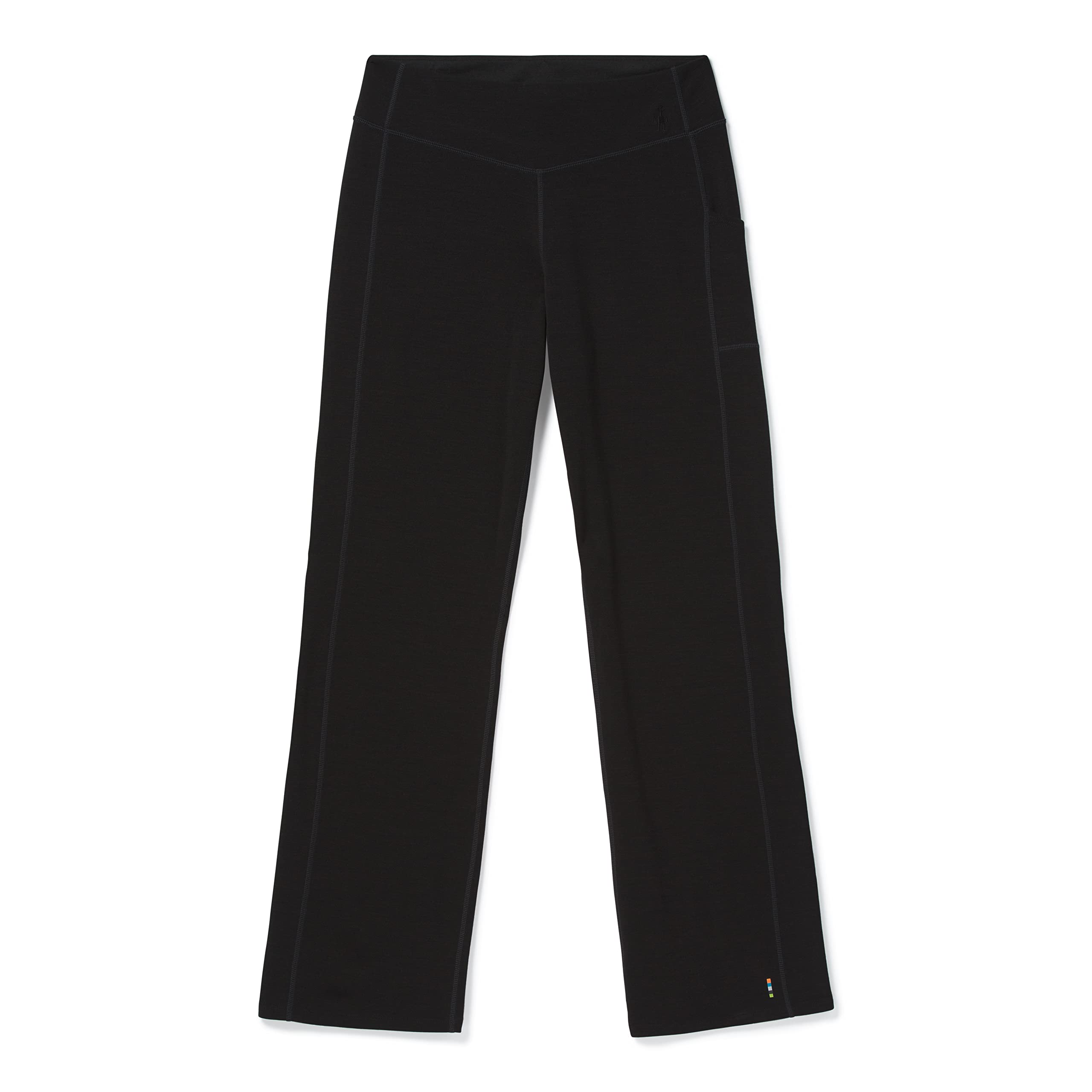 Smartwool women's straight leg pant in black, front view for everyday comfort.