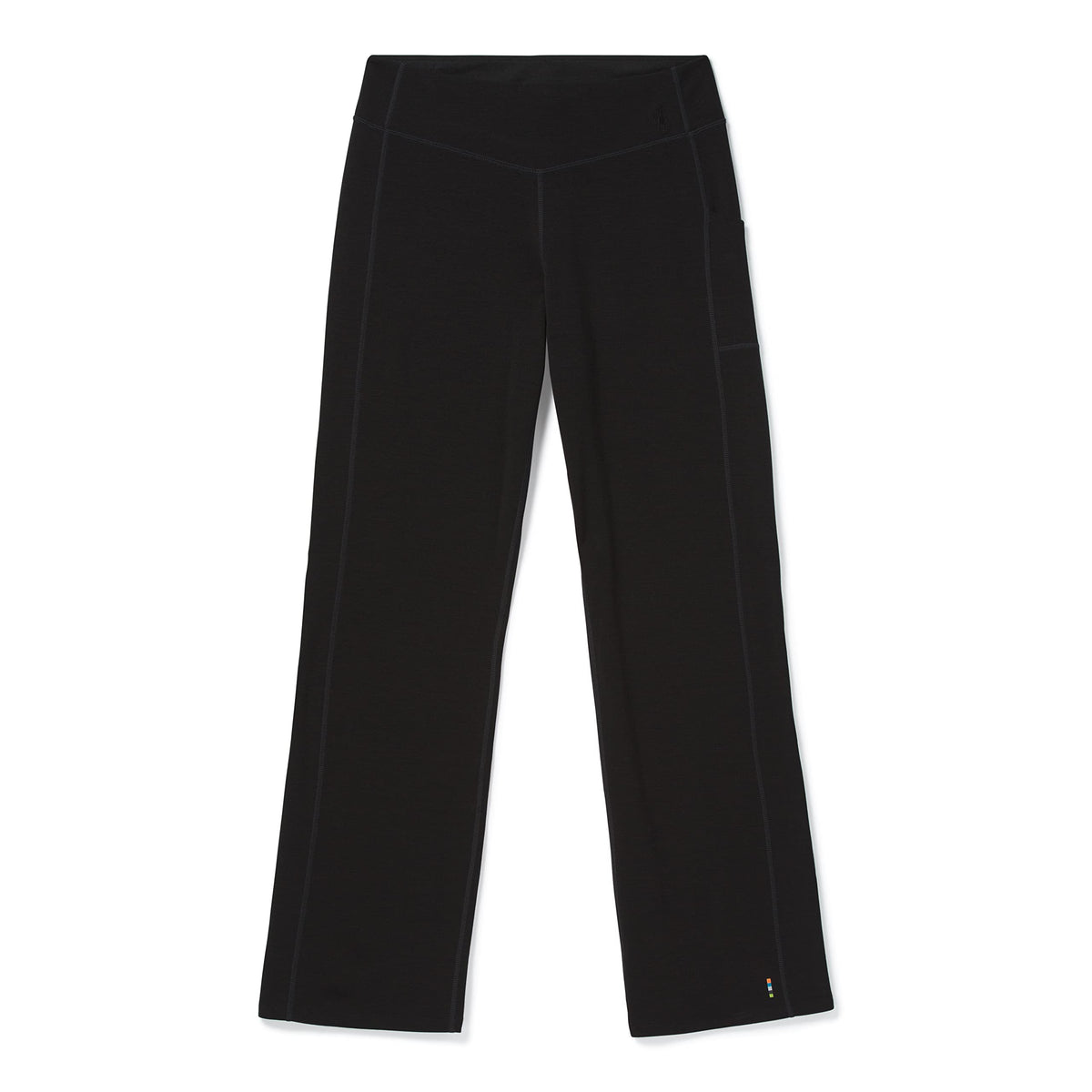 Smartwool women's straight leg pant in black, front view for everyday comfort.