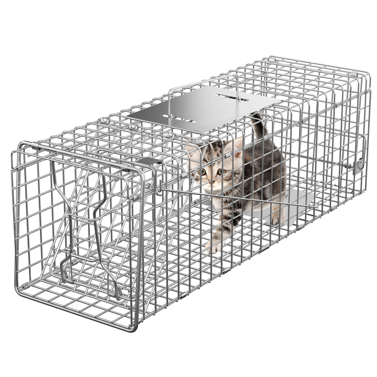Smartxchoices 24x8x7-5 small live animal trap front view for outdoor use