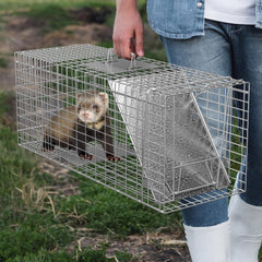 Smartxchoices 32-inch live animal trap collapsible design shown for compact storage and transport.